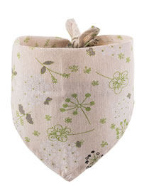 Fashion Green Kapok Flower Print Bandage Triangle Saliva Towel