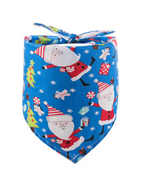 Fashion Blue Christmas Christmas Print Bandage Triangle Saliva Towel