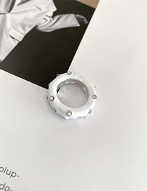 Fashion White Alloy Geometric Diamond Drip Glaze Ring