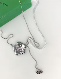 Fashion Pink Diamond Alloy Flower Round Bead Chain Necklace