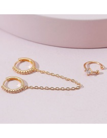 Fashion Gold Color Copper Inlaid Zirconium Chain Single Ear Ring