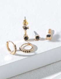 Fashion Gold Color Copper Inlaid Zirconium Geometric Earrings Set
