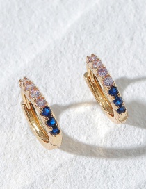 Fashion Blue Copper Inlaid Zirconium Two-color Geometric Earrings