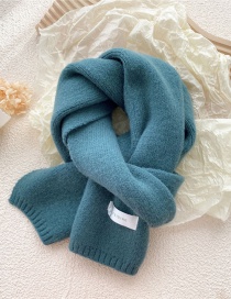 Fashion Sea Green Pure Color Patch Knitted Scarf
