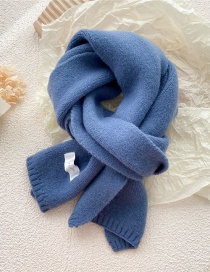Fashion Sea ??blue Pure Color Patch Knitted Scarf