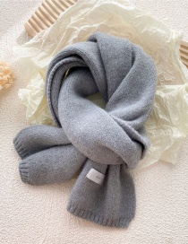 Fashion Grey Pure Color Patch Knitted Scarf