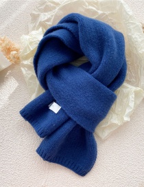 Fashion Navy Blue Pure Color Patch Knitted Scarf