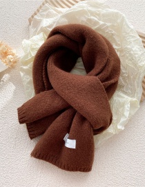 Fashion Brown Pure Color Patch Knitted Scarf