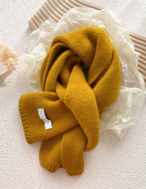 Fashion Yellow Pure Color Patch Knitted Scarf