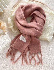 Fashion Pink Patch Knitted Fringed Scarf