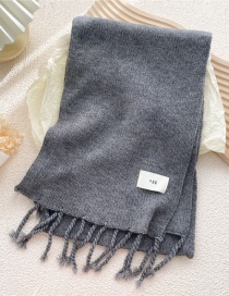 Fashion Grey Patch Knitted Fringe Scarf