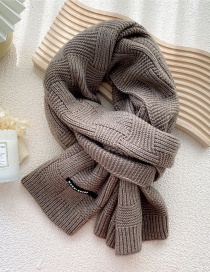 Fashion Coffee Color Patch Wool Knitted Scarf