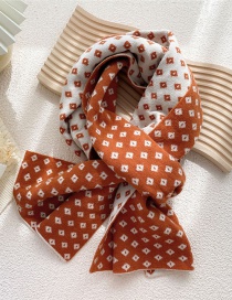 Fashion Orange Printed Contrast Double-knit Scarf