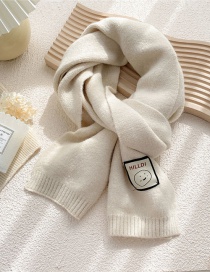Fashion Off White Pure Color Knitted Patch Scarf