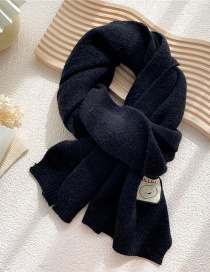 Fashion Black Pure Color Knitted Patch Scarf