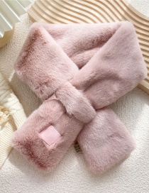 Fashion Pink Rabbit Fur Cross Patch Scarf
