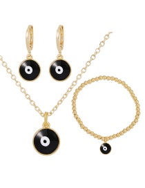 Fashion Black Copper Dripping Eyes Necklace Earrings Bracelet Set