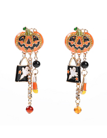 Fashion Gold Color Halloween Dripping Pumpkin Earrings
