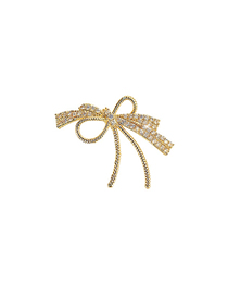 Fashion Gold Color Copper Inlaid Zirconium Bow Brooch