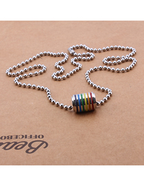 Fashion Pendant +60cm Long Wave Bead Chain Silver Color Stainless Steel Geometric Diy Lettering Accessories
