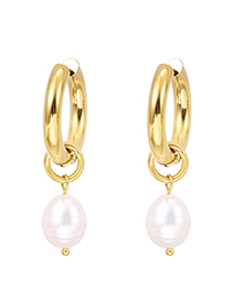 Fashion A Pearl Copper Geometric Pearl Earrings