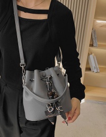 Fashion Grey Pu Large-capacity Crossbody Bag