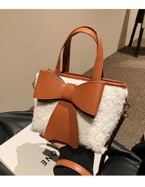 Fashion White Leather Bow Plush Crossbody Bag