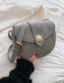 Fashion Grey Frosted Semicircular Saddle Bag