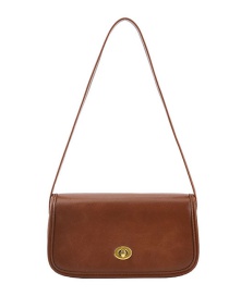 Fashion Brown Solid Color Flap Shoulder Bag