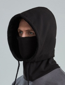 Fashion Black Fleece Hooded Scarf Mask Set