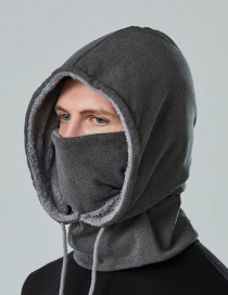Fashion Grey Fleece Hooded Scarf Mask Set