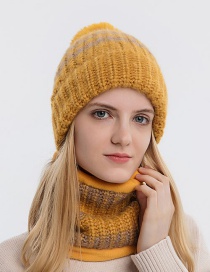 Fashion Adult Turmeric Two-piece Woolen Knitted Woolen Ball Cap And Scarf