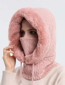 Fashion Pink Wool Knitted Scarf Hat Set