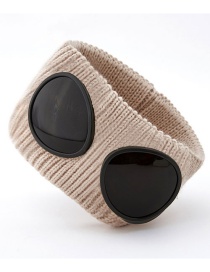 Fashion Beige Wool Knitted Glasses Headband