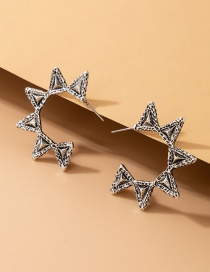 Fashion Silver Color Geometric Triangle Semi-open C-shaped Earrings