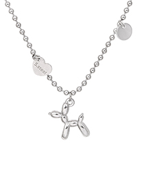 Fashion Silver Alloy Round Bead Chain Puppy Necklace