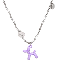 Fashion Purple Alloy Round Bead Chain Puppy Necklace