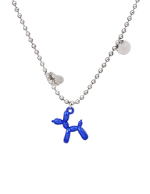 Fashion Dark Blue Alloy Round Bead Chain Puppy Necklace