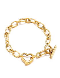 Fashion 1# Titanium Steel Love Heart Ot Buckle Chain Bracelet