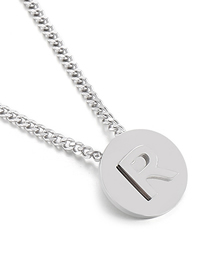 Fashion R Titanium Steel Card Wheel Round Brand 26 Letters Necklace