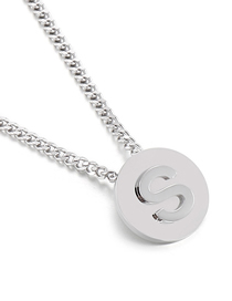 Fashion S Titanium Steel Card Wheel Round Brand 26 Letters Necklace