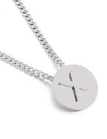 Fashion X Titanium Steel Card Wheel Round Brand 26 Letters Necklace