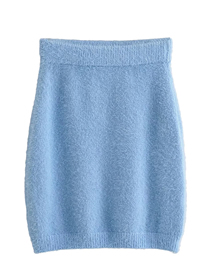 Fashion Blue Faux Mink Knitted Skirt