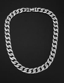 Fashion Silver Color Alloy Full Diamond Chain Necklace
