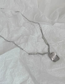 Fashion Silver Color Titanium Steel Letter Square Necklace