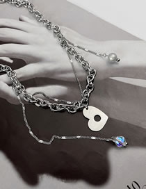 Fashion Silver Color Titanium Steel Diamond Love Heart Chain Necklace
