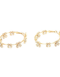 Fashion Gold Color Metal Diamond Flower Bracelet Set