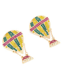 Fashion Color Alloy Color Diamond Hot Air Balloon Stud Earrings