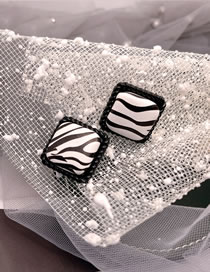 Fashion 9# Metal Square Zebra Pattern Earrings