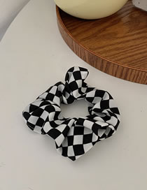 Fashion Big Grid Fabric Checkerboard Pleated Hair Tie